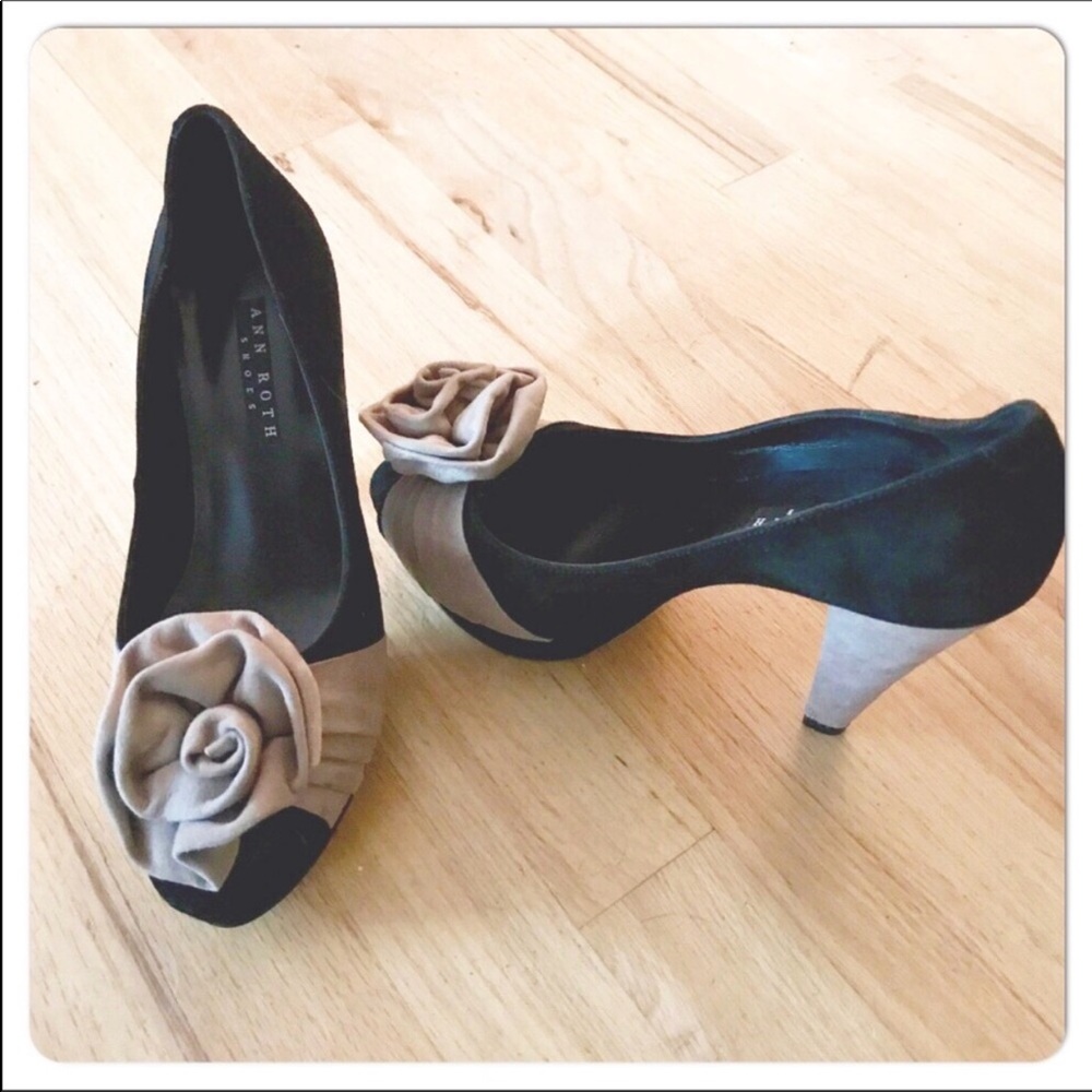 Ann Roth Black and Mushroom Suede Charisma Shoes